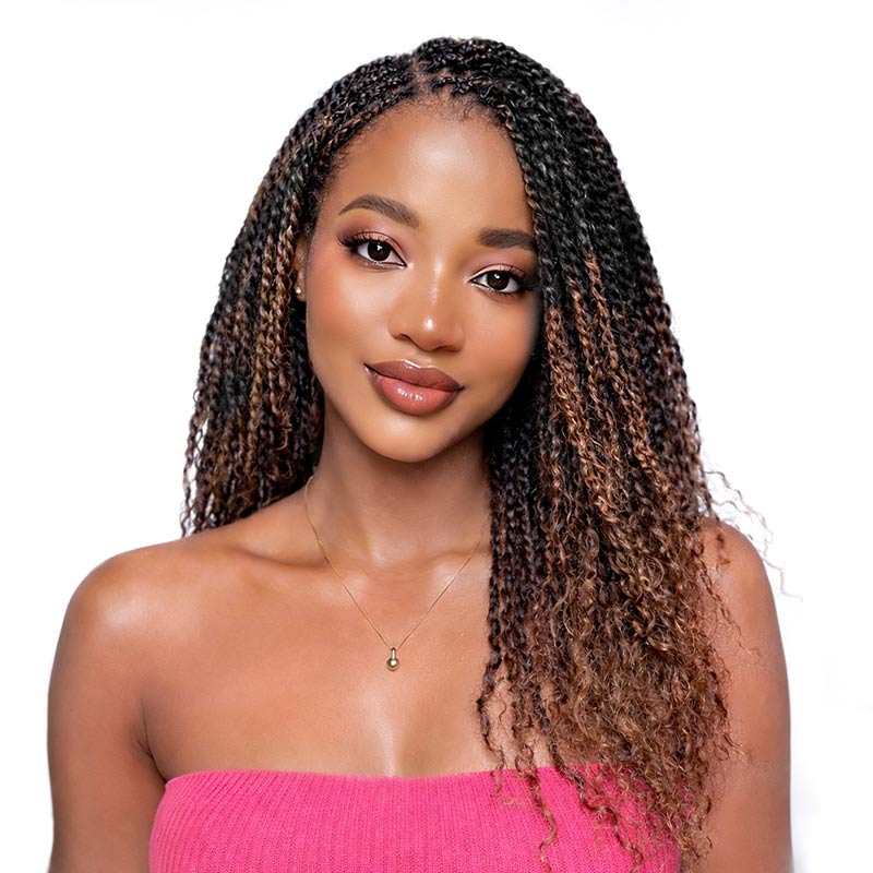 QVR Ombre Brown #T1B/30 Afro kinky Bulk Human Hair for Braiding & Twists