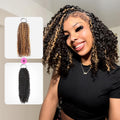 QVR Blonde Highlight Small Kinky Curly Feather Crochet Hair Machine Made Seamless Human Hair Extensions