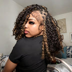 QVR Blonde Highlight Small Kinky Curly Feather Crochet Hair Machine Made Seamless Human Hair Extensions