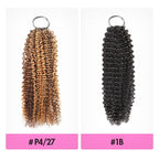 QVR Blonde Highlight Small Kinky Curly Feather Crochet Hair Machine Made Seamless Human Hair Extensions