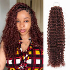 QVR Reddish Brown Human Crochet Hair Small Kinky Curly Machine Made #33B Feather Crochet Hairstyle