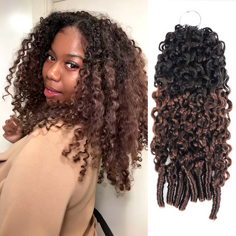 P3G5|Ombre #T1B/4 Burmese Curly Feather Crochet Human Hair