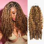 QVR Seamless Burmese Curly Feather Crochet Hair Highlight #P4/27 Machine Made Human Hair Extensions