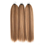 QVR Silk Straight Feather Crochet Human Hair Highlight #P4/27 Machine Made Crochet Weave Hair Extensions
