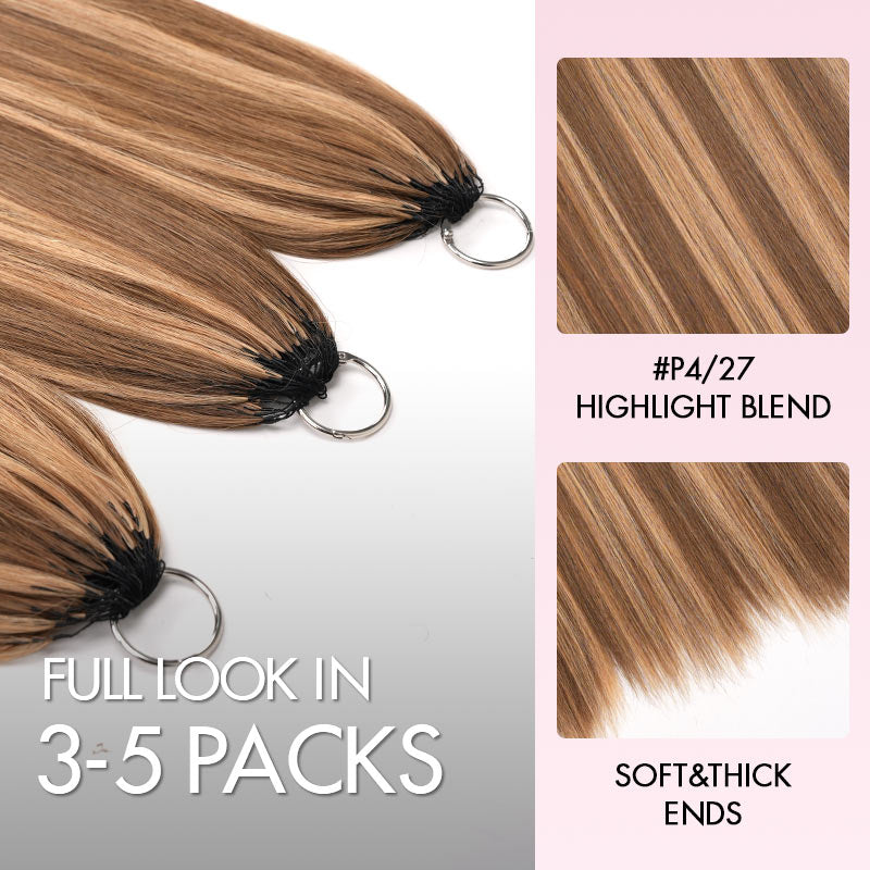 QVR Silk Straight Feather Crochet Human Hair Highlight #P4/27 Machine Made Crochet Weave Hair Extensions