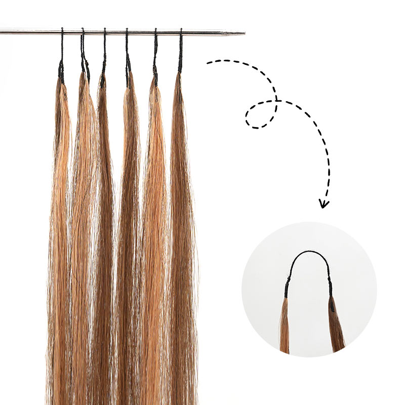 QVR Silk Straight Feather Crochet Human Hair Highlight #P4/27 Machine Made Crochet Weave Hair Extensions