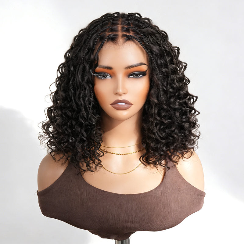 QVR Knotless Boho Braid 5X5 Lace Closure Wig with Braided Top Wear To Go Virgin Human Hair Wigs