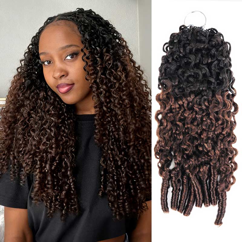 P3G5|Ombre #T1B/4 Burmese Curly Feather Crochet Human Hair