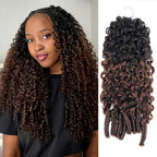 QVR Burmese Curly Feather Crochet Human Hair Ombre Brown #T1B/4 Machine Made Crochet Weave Hair Extensions