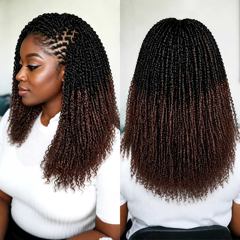 QVR Ombre Brown #T1B/4 Afro kinky Bulk Human Hair for Braiding & Twists