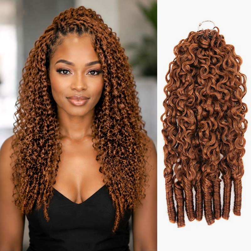 QVR Burmese Curly Feather Crochet Human Hair Highlight #P4/30 Miracle Knots Crochet Weave Hair Extensions