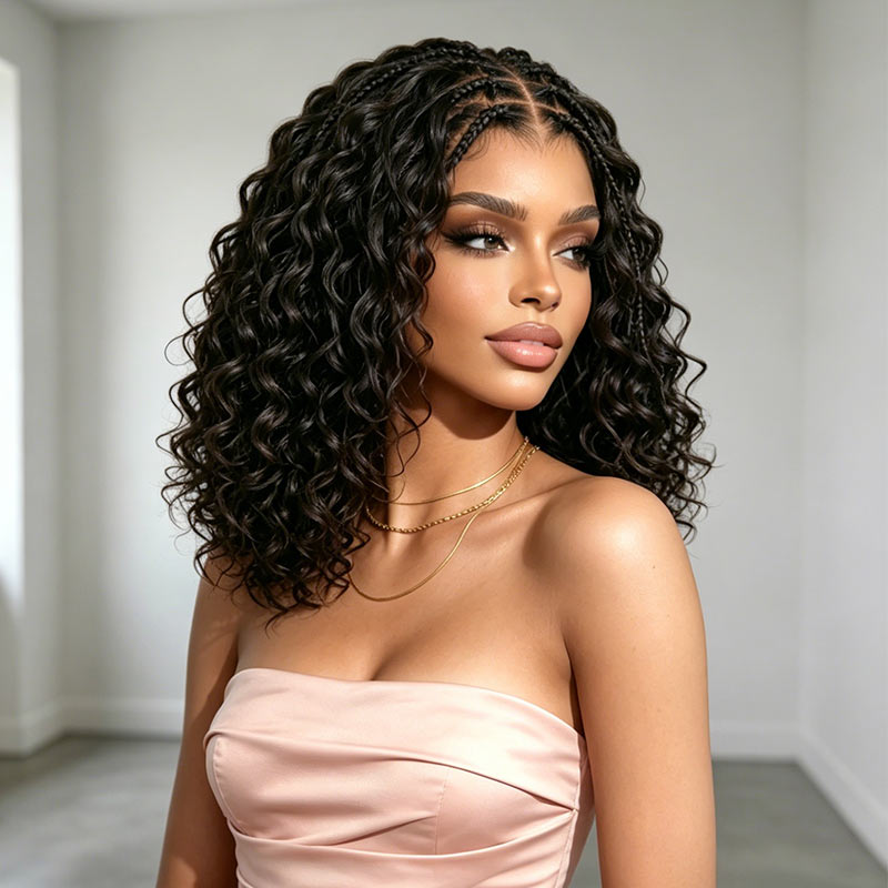 QVR Knotless Boho Braid 5X5 Lace Closure Wig with Braided Top Wear To Go Virgin Human Hair Wigs