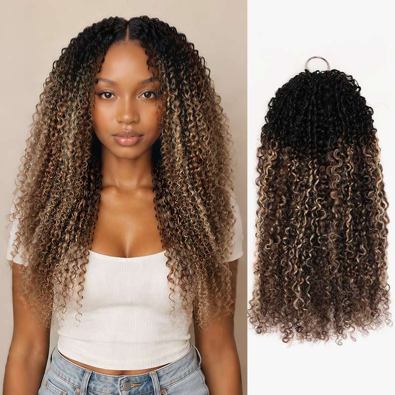 QVR Sun-Kissed Blonde Mixed Highlights Feather Crochet Human Hair Water Wave Miracle Knots Crochet Weave Hair Extensions