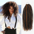 QVR Brown Highlight Feather Crochet Human Hair #P1B/30 Small Kinky Curly Machine Made Crochet Weave Hair Extensions