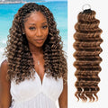 QVR Deep Wave Feather Crochet Human Hair Highlight #P4/27 Miracle Knots Crochet Weave Hair Extensions