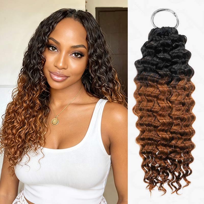 QVR #T1B/30 Feather Crochet Human Hair Burmese Kinky Curly Machine Made Crochet Weave Hair Extensions