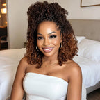 QVR Ombre #T4/30 Human Crochet Hair Afro Kinky Curly Machine Made Feather Crochet Hairstyle