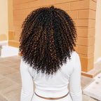 QVR Brown Highlight Feather Crochet Human Hair #P1B/30 Small Kinky Curly Machine Made Crochet Weave Hair Extensions