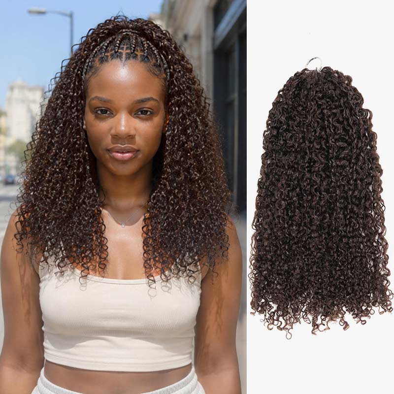 QVR Burmese Kinky Curly Feather Crochet Human Hair Dark Brown Miracle Knots Crochet Weave Hair Extensions