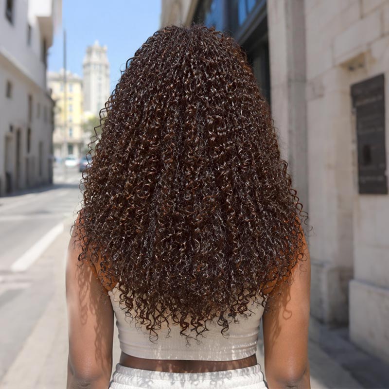 QVR Burmese Kinky Curly Feather Crochet Human Hair Dark Brown Miracle Knots Crochet Weave Hair Extensions