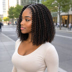QVR Brown Highlight Feather Crochet Human Hair #P1B/4 Afro Kinky Curly Machine Made Crochet Weave Hair Extensions