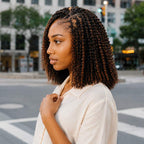 QVR Brown Highlight Feather Crochet Human Hair #P1B/30 Afro Kinky Curly Machine Made Crochet Weave Hair Extensions