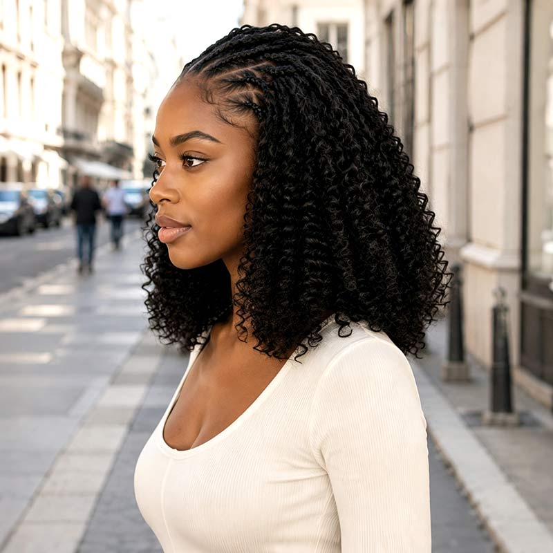 QVR Afro Kinky Curly Human Bulk Hair Extensions for Boho Knotless Braiding