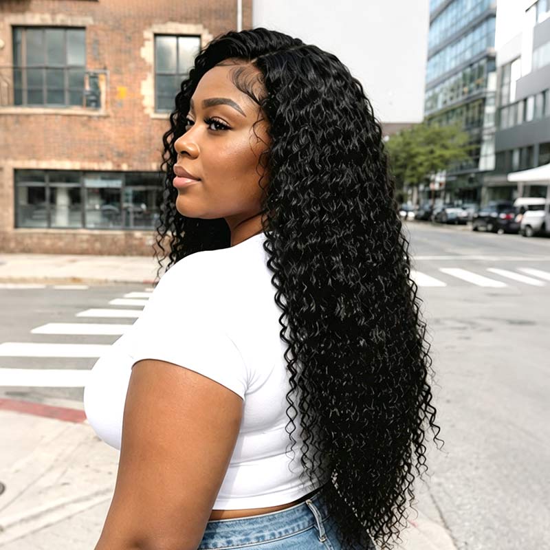 QVR Water Deep Wave Feather Crochet Human Hair Natural Black Miracle Knots Crochet Weave Hair Extensions