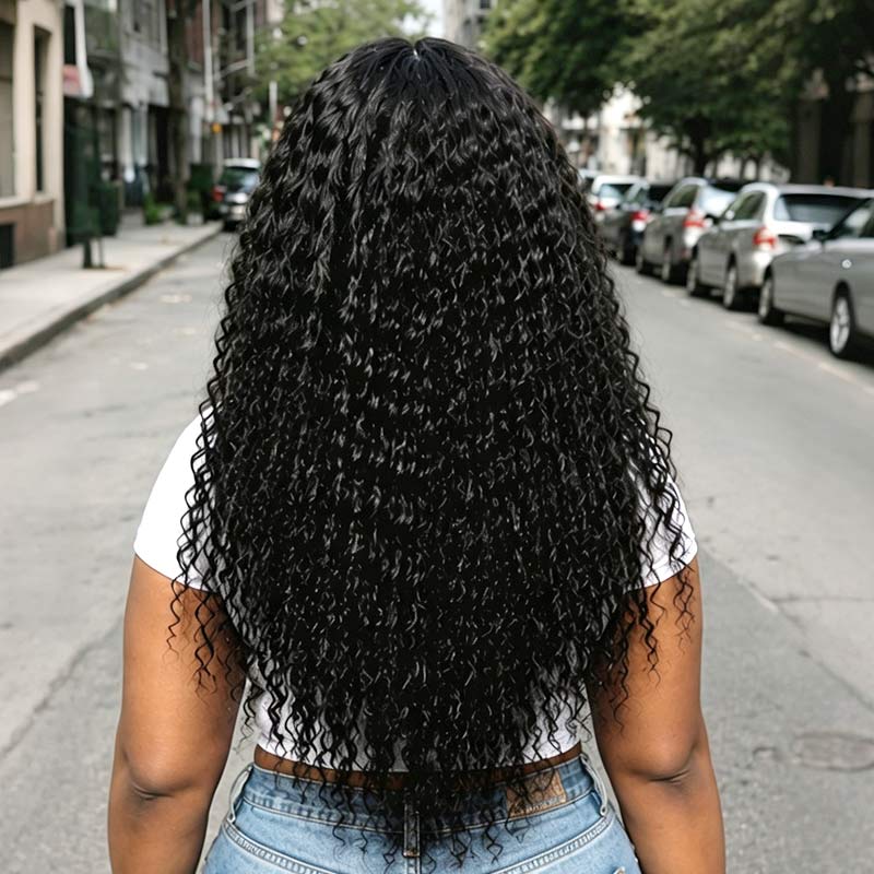QVR Water Deep Wave Feather Crochet Human Hair Natural Black Miracle Knots Crochet Weave Hair Extensions