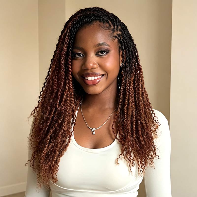 QVR Ombre Brown #T1B/30 Afro kinky Bulk Human Hair for Braiding & Twists