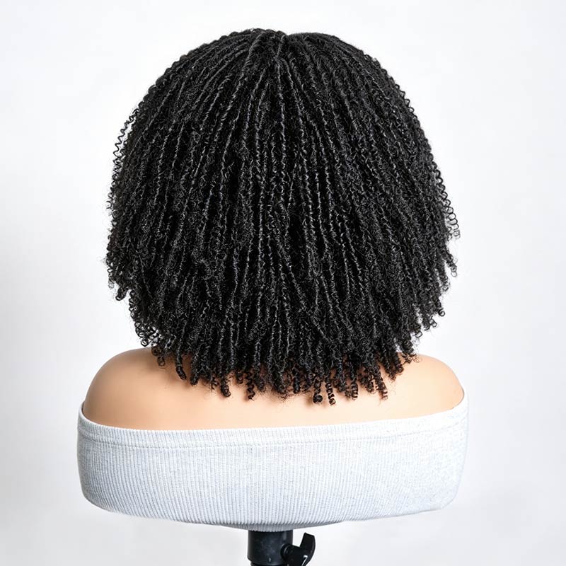 QVR Glueless Spiral Coily Curly V Part Wig Beginner Friendly Short Bob Wigs
