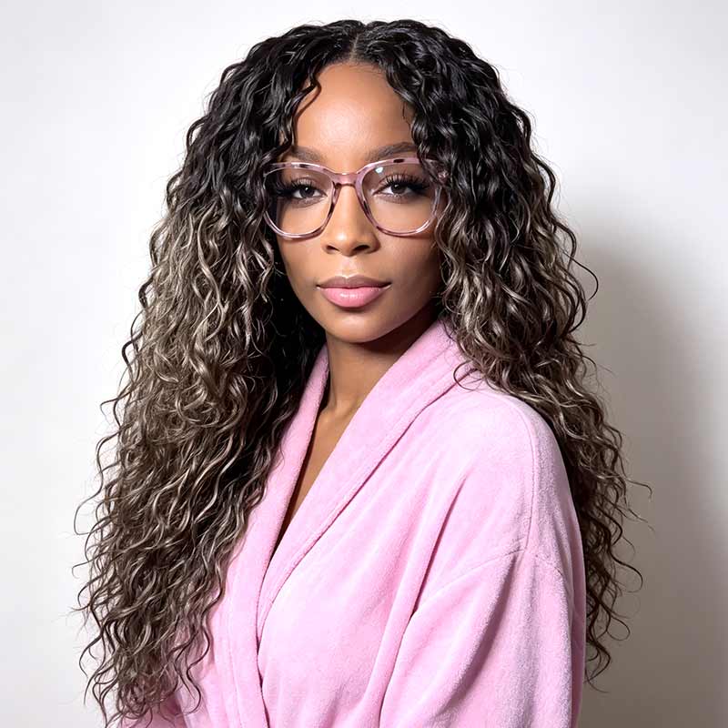 QVR Sun-Kissed Blonde Mixed Highlights Feather Crochet Human Hair Water Wave Miracle Knots Crochet Weave Hair Extensions