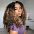 QVR Sun-Kissed Blonde Mixed Highlights Feather Crochet Human Hair Water Wave Miracle Knots Crochet Weave Hair Extensions