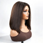 QVR 4C Edges Yaki Straight 9x6 Lace Short Bob Wigs Glueless Human Hair Wig
