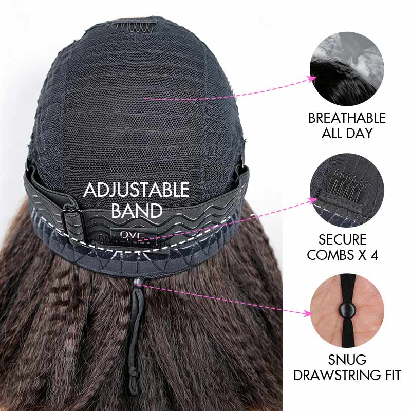 QVR 4C Edges Yaki Straight 9x6 Lace Short Bob Wigs Glueless Human Hair Wig