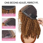 QVR Blonde Highlight #P4/27 Burmese Curly Glueless 5X5 Pre-cut Lace Closure Human Hair Wigs
