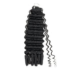 QVR Deep Wave Feather Crochet Human Hair with Sprial Ends Machine Made Crochet Weave Hair Extensions