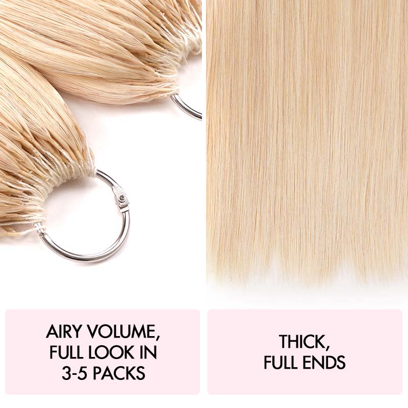 QVR Silk Straight Feather Crochet Human Hair Platinum Blonde #1001 Machine Made Crochet Weave Hair Extensions