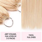QVR Silk Straight Feather Crochet Human Hair Platinum Blonde #1001 Machine Made Crochet Weave Hair Extensions
