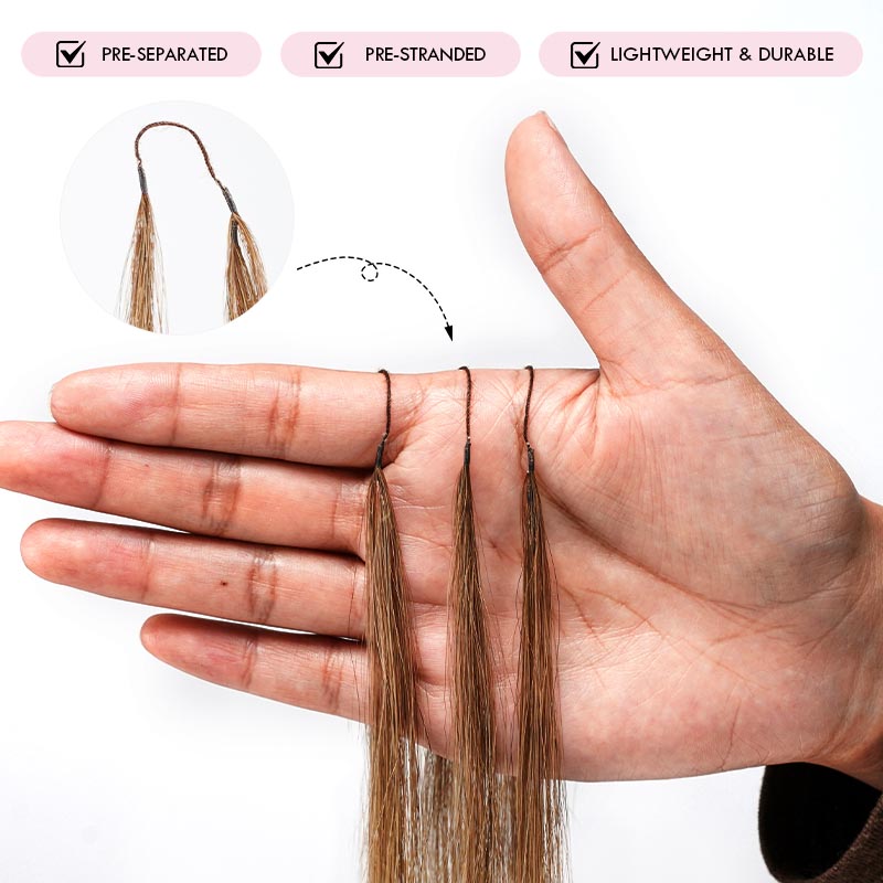 QVR Silk Straight Feather Crochet Human Hair Light Brown #6 Machine Made Crochet Weave Hair Extensions
