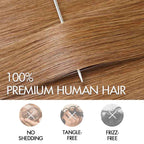 QVR Silk Straight Feather Crochet Human Hair Light Brown #6 Machine Made Crochet Weave Hair Extensions