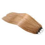 QVR Silk Straight Feather Crochet Human Hair Light Brown #6 Machine Made Crochet Weave Hair Extensions