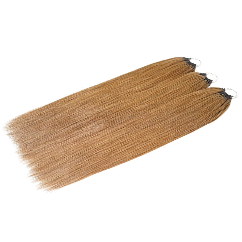 QVR Silk Straight Feather Crochet Human Hair Light Brown #6 Machine Made Crochet Weave Hair Extensions