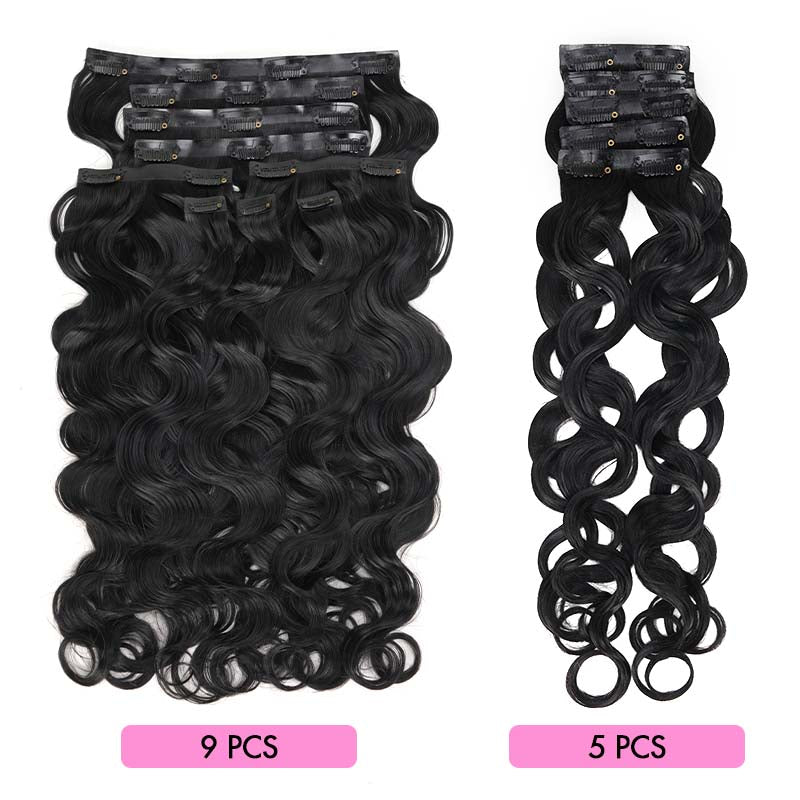 QVR Invisible Body Wave PU Clip In Hair Extensions 9PCS 5PCS Volumizer Human Hair