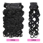 QVR Invisible Body Wave PU Clip In Hair Extensions 9PCS 5PCS Volumizer Human Hair