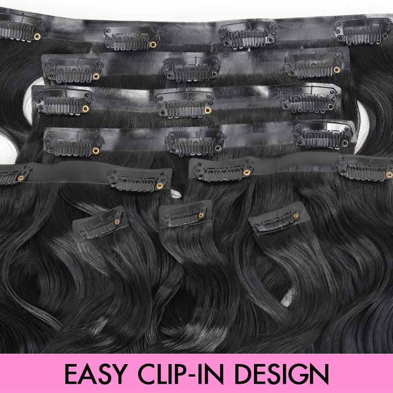 QVR Invisible Body Wave PU Clip In Hair Extensions 9PCS 5PCS Volumizer Human Hair