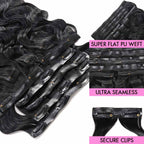QVR Invisible Body Wave PU Clip In Hair Extensions 9PCS 5PCS Volumizer Human Hair