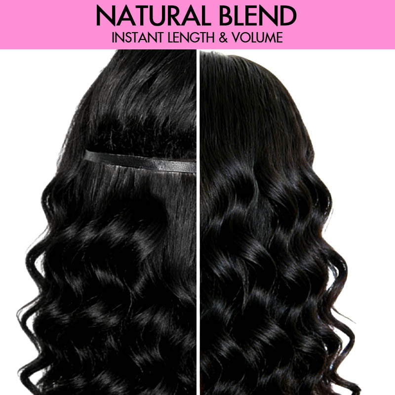 QVR Invisible Body Wave PU Clip In Hair Extensions 9PCS 5PCS Volumizer Human Hair
