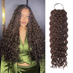 QVR Dark Brown #4 Crochet Hair Water Wave Machine Made Feather Human Hair Extension