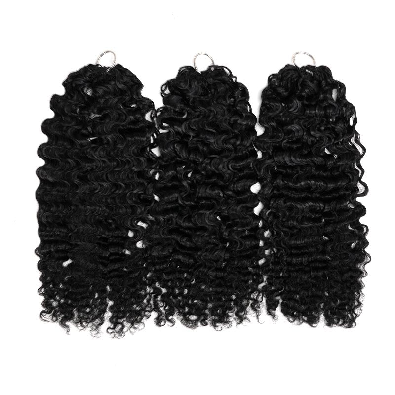 QVR Water Deep Wave Feather Crochet Human Hair Natural Black Miracle Knots Crochet Weave Hair Extensions